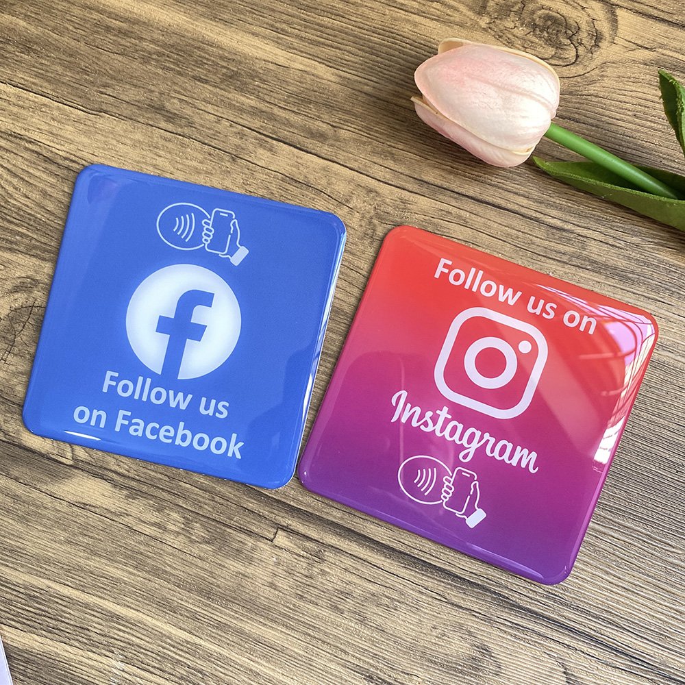 3.93" 10cmX10cm Epoxy Waterproof NFC Plaque NFC Plate Google Trustpilot Tripadvisor Reviews card Facebook Instagram Plaques