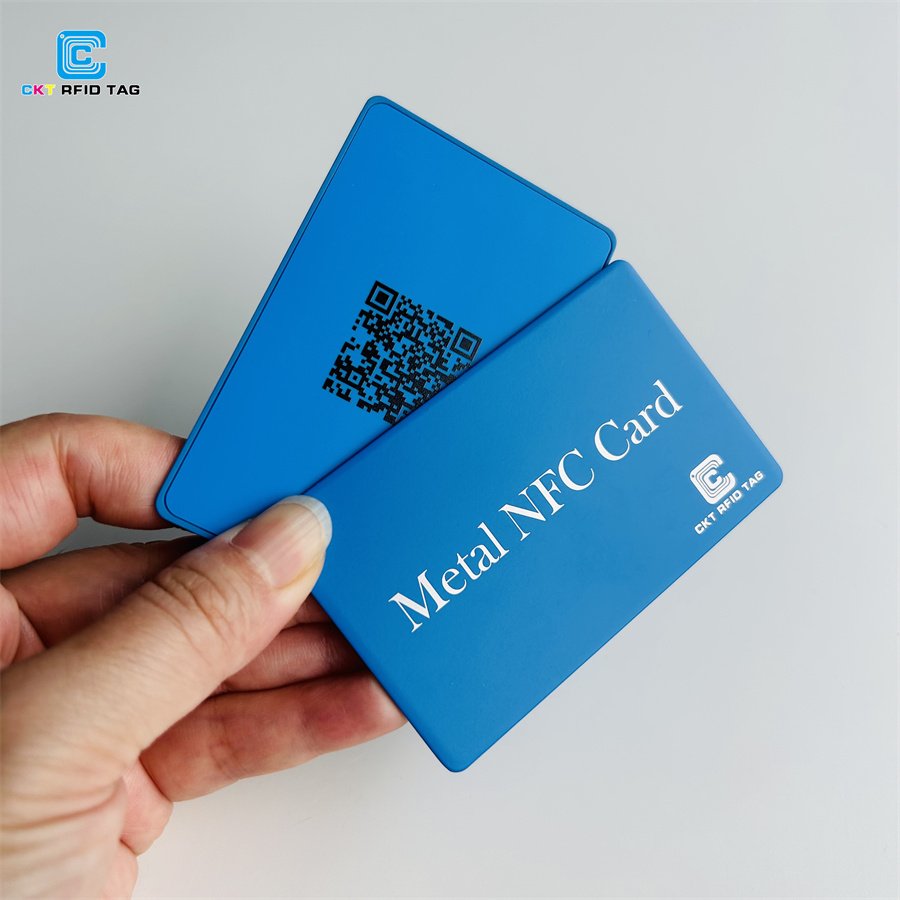 Contactless NFC Custom Print NFC Cards Matte Blue Metal Business Cards Tag 213/215/216 Chip