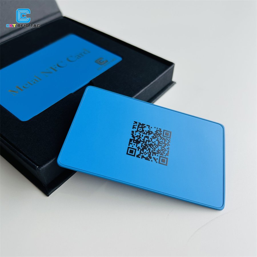 Contactless NFC Custom Print NFC Cards Matte Blue Metal Business Cards Tag 213/215/216 Chip