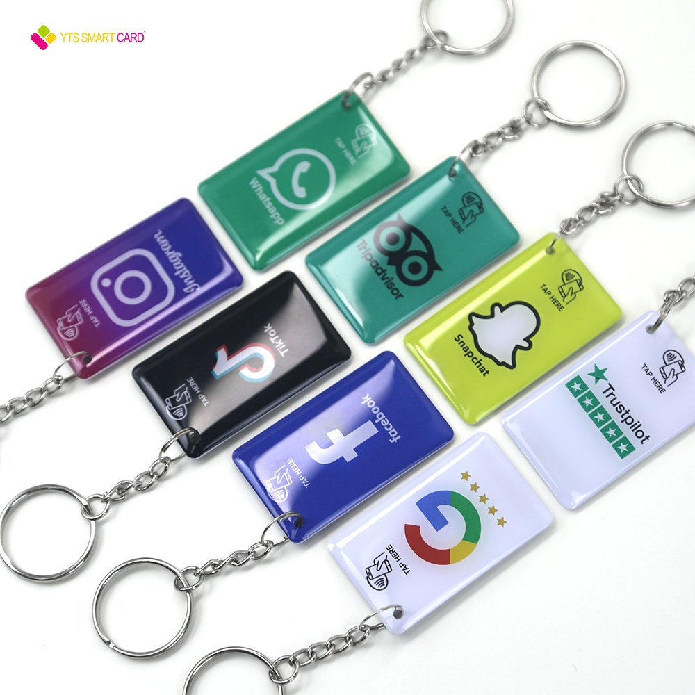 YTS factory price customize Waterproof nfc rfid chip keychain access control round epoxy card