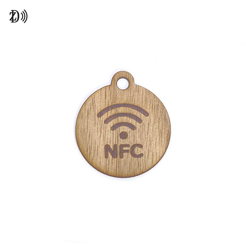 Custom NFC Wood Key Chain Card Laser Printed NTAG213 ISO14443A RFID Wooden Key Fob