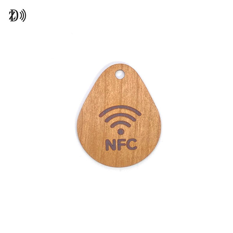 Custom NFC Wood Key Chain Card Laser Printed NTAG213 ISO14443A RFID Wooden Key Fob