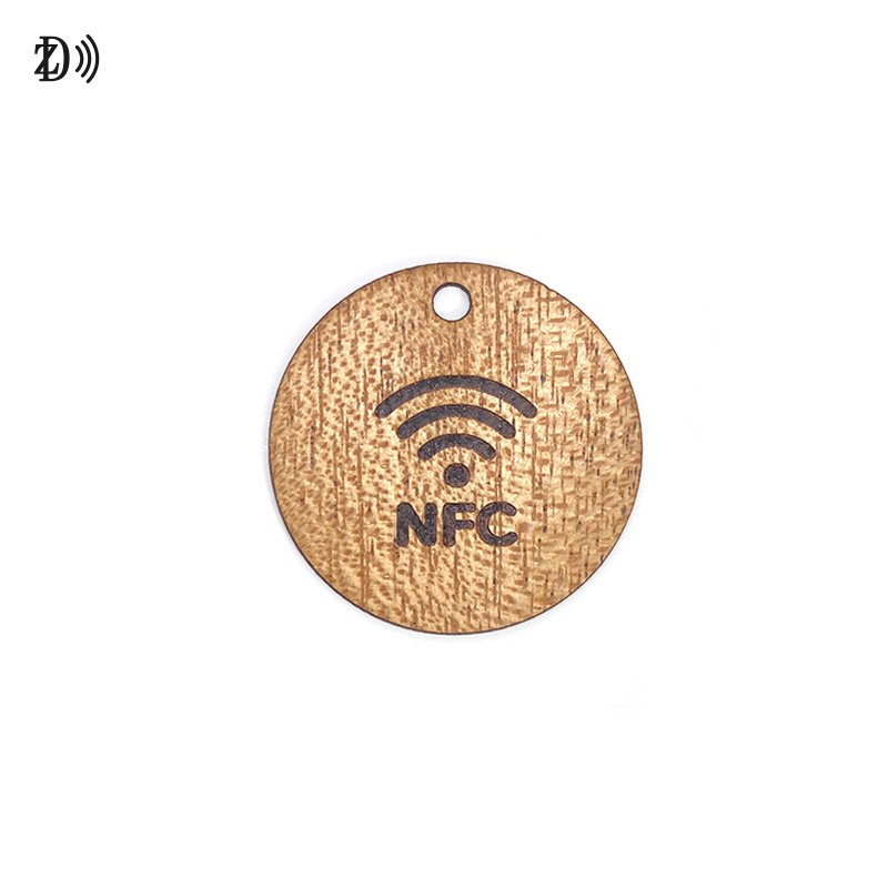 Custom NFC Wood Key Chain Card Laser Printed NTAG213 ISO14443A RFID Wooden Key Fob