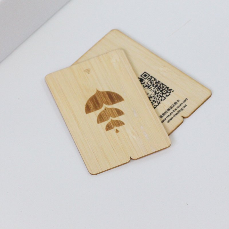 RFID employee ID card and NFC activity badge made of cheap environment-friendly wood