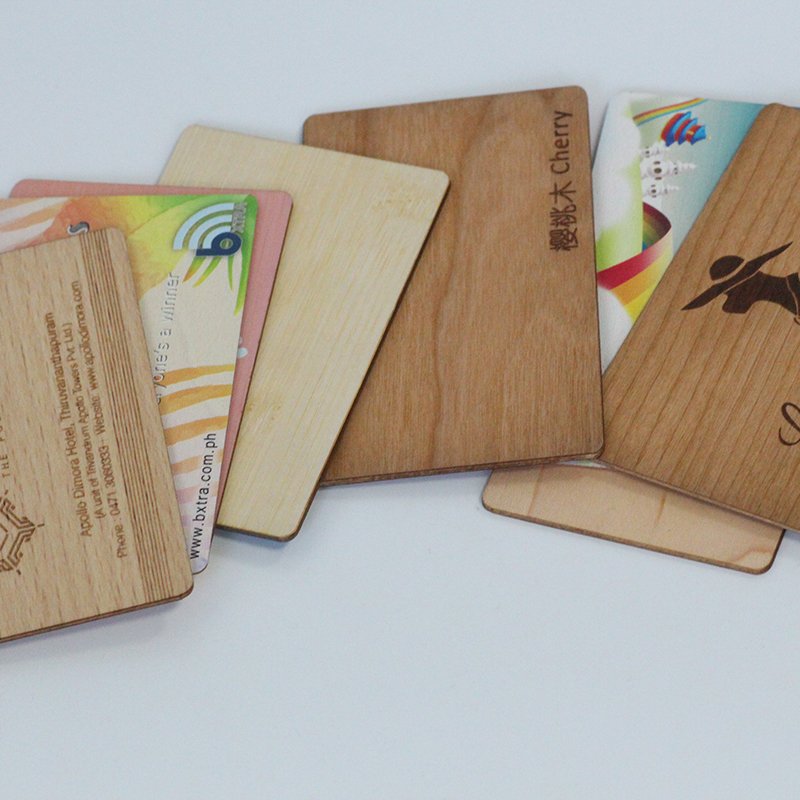 RFID employee ID card and NFC activity badge made of cheap environment-friendly wood