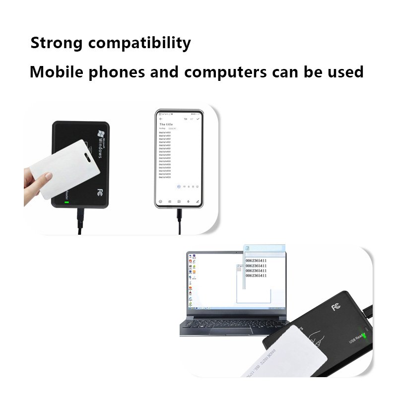 Contactless Card Skimmer NFC USB Access control Card Reader ID 125khz RFID Smart Card Reader