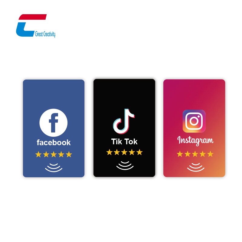 Custom Logo Plastic Programmable NFC Google Carte Social Media Blank NFC Google Review Card