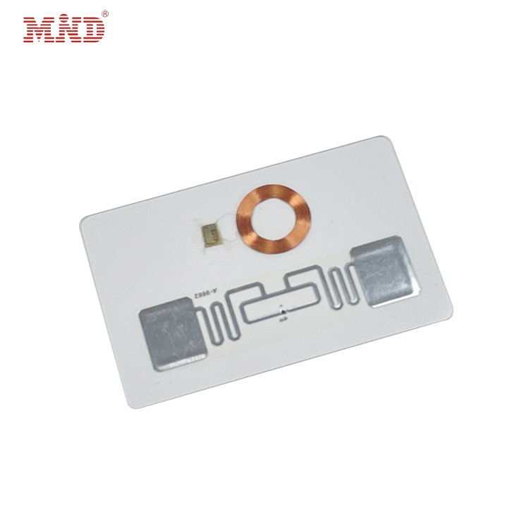 Dual Frequency Chip 13.56Mhz And 860-960mhz Transparent RFID Card Hybrid NFC Card