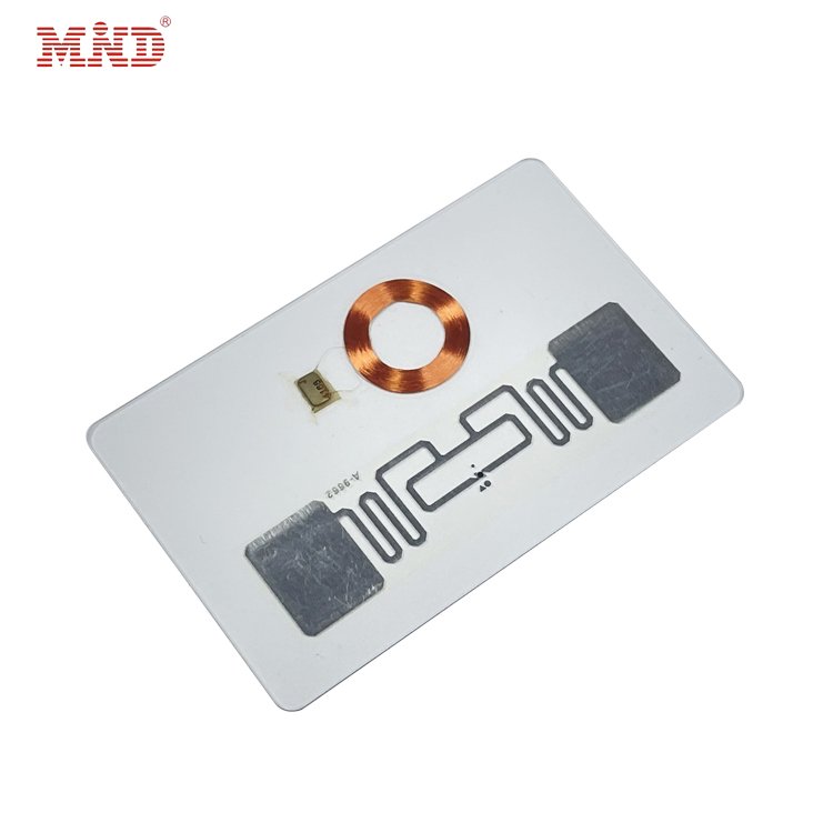 Dual Frequency Chip 13.56Mhz And 860-960mhz Transparent RFID Card Hybrid NFC Card
