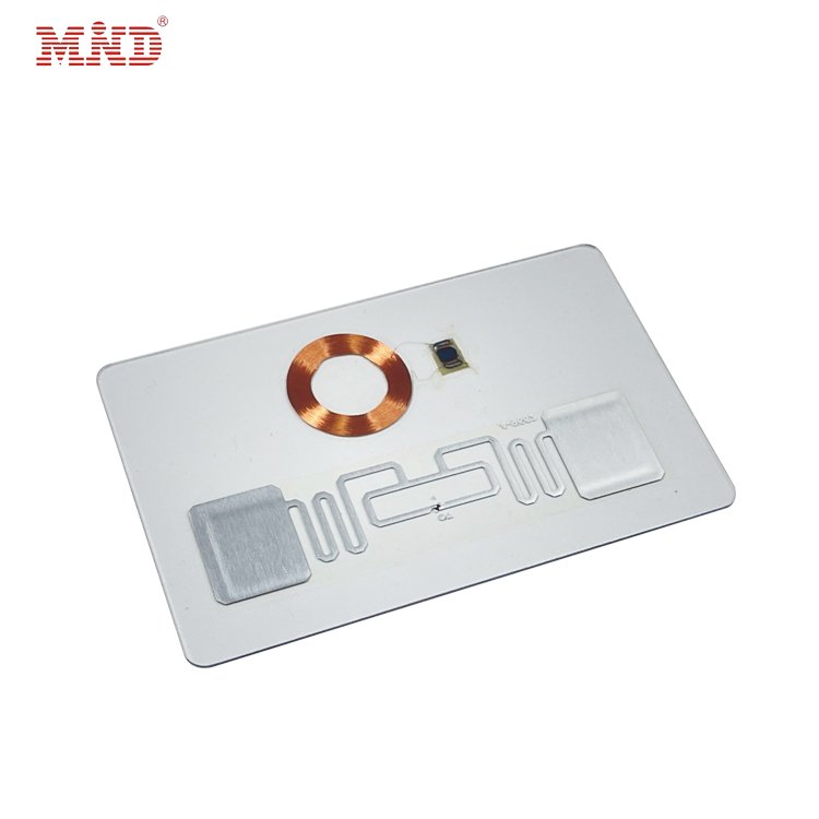 Dual Frequency Chip 13.56Mhz And 860-960mhz Transparent RFID Card Hybrid NFC Card