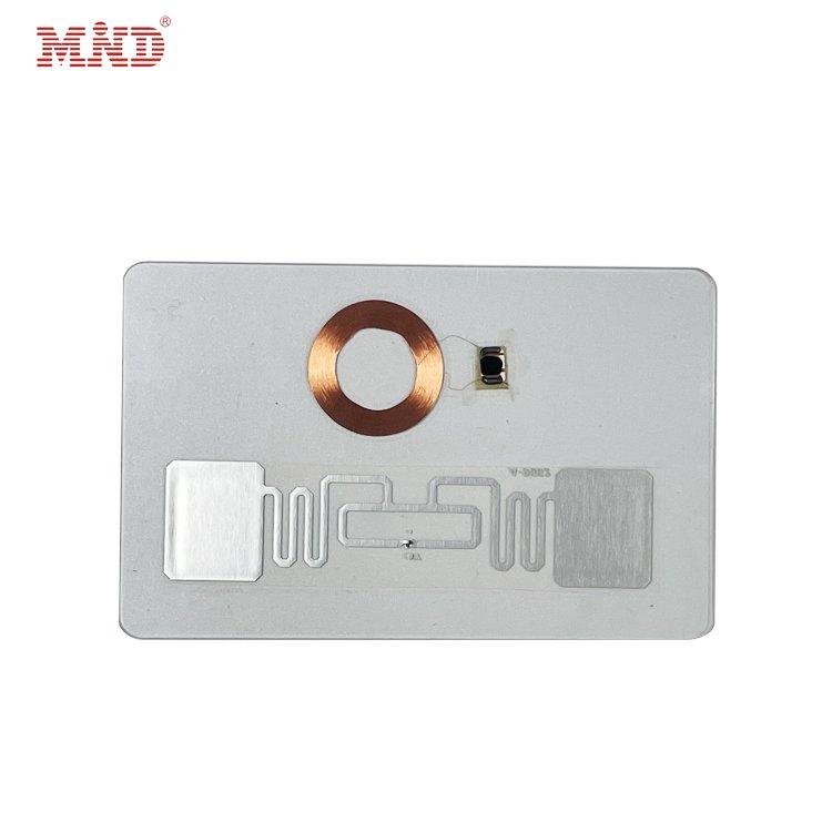 Dual Frequency Chip 13.56Mhz And 860-960mhz Transparent RFID Card Hybrid NFC Card