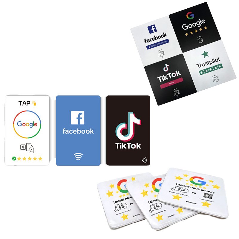 Manufacturer wholesale Access Control NFC Google review card 213 chip induction card dropper facebook NFC review card