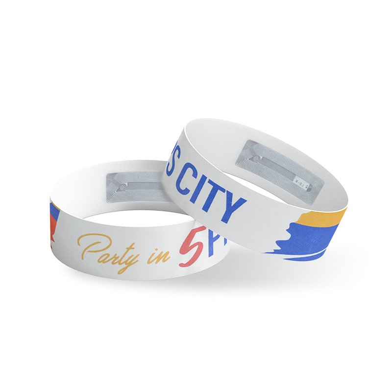 Wholesale Passive RFID Paper Wristband Waterproof One Time Use Dupont Ticket Disposable NFC Bracelet Wristbands for Events