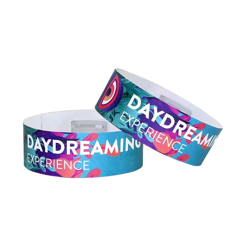 Wholesale Passive RFID Paper Wristband Waterproof One Time Use Dupont Ticket Disposable NFC Bracelet Wristbands for Events