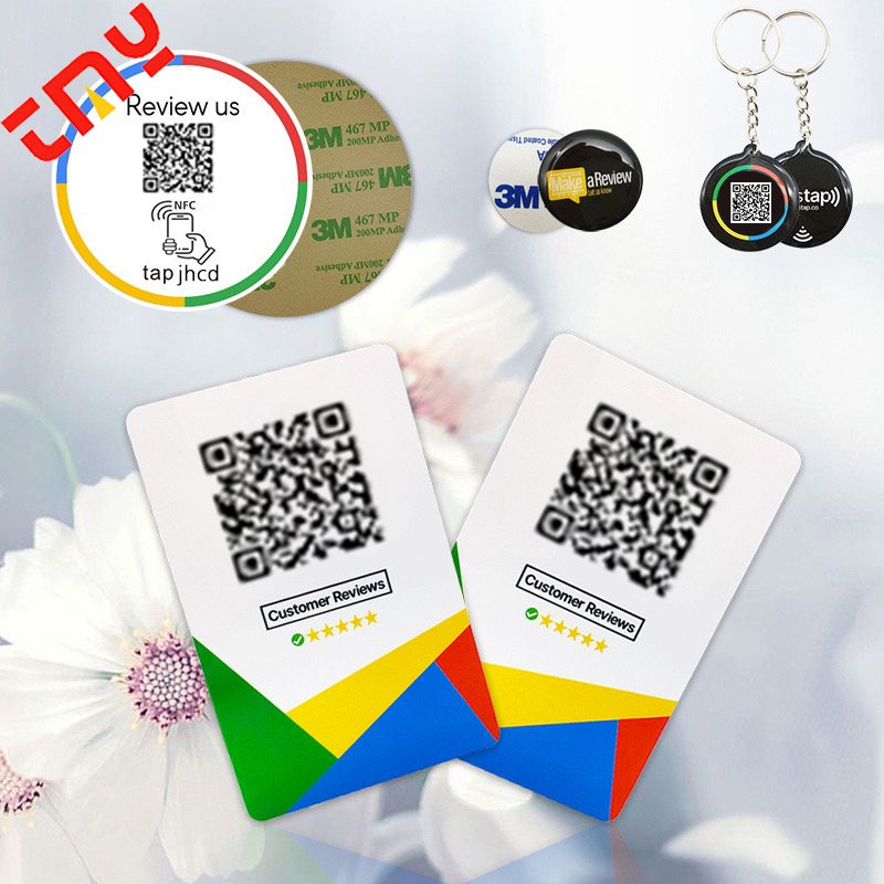 Customized CR80 Plastic Programmable Access Control Cards QR Code 13.56MHz Frequency NFC 213/215/216 Google Review NFC Card