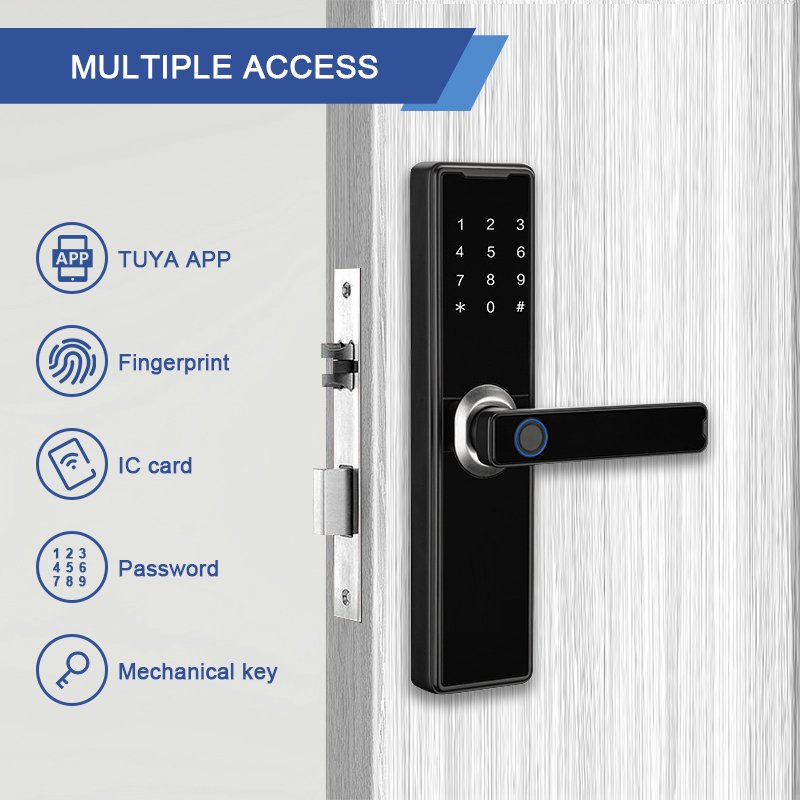 Battery charging keyless entrance black house door lock door lock unlock with phone smart lock guest access
