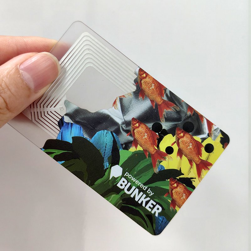 High Quality Custom CMYK Printing frosted pvc RFID transparent smart ID business visit name cards plastic transparent nfc card