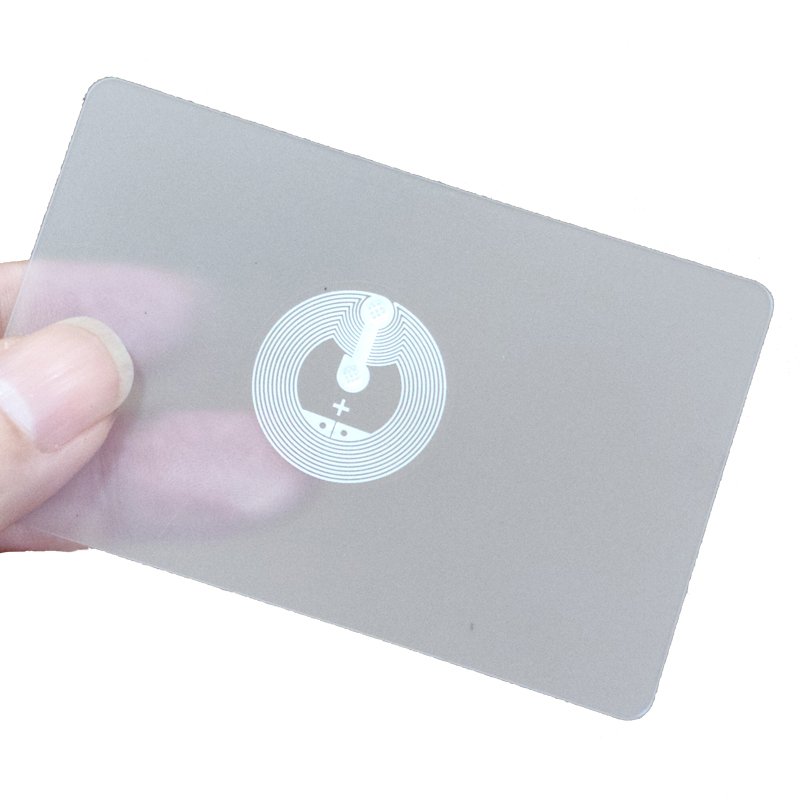 High Quality Custom CMYK Printing frosted pvc RFID transparent smart ID business visit name cards plastic transparent nfc card