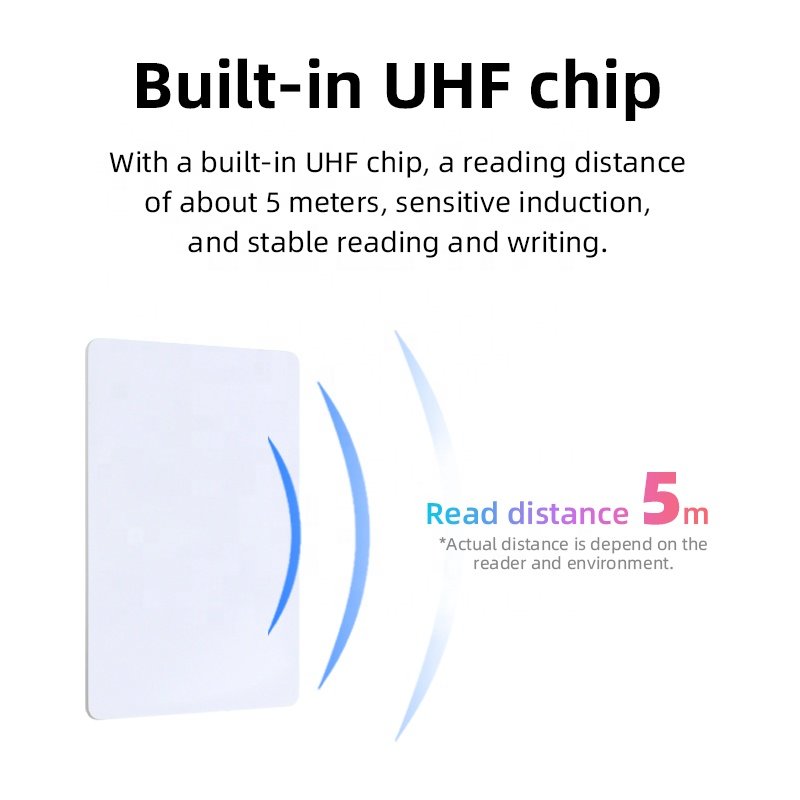WYUAN ISO18000-6B RFID Blank Card UHF PVC Smart White Card 860-960MHz Long Range Card for Access Control Vehicle Identification