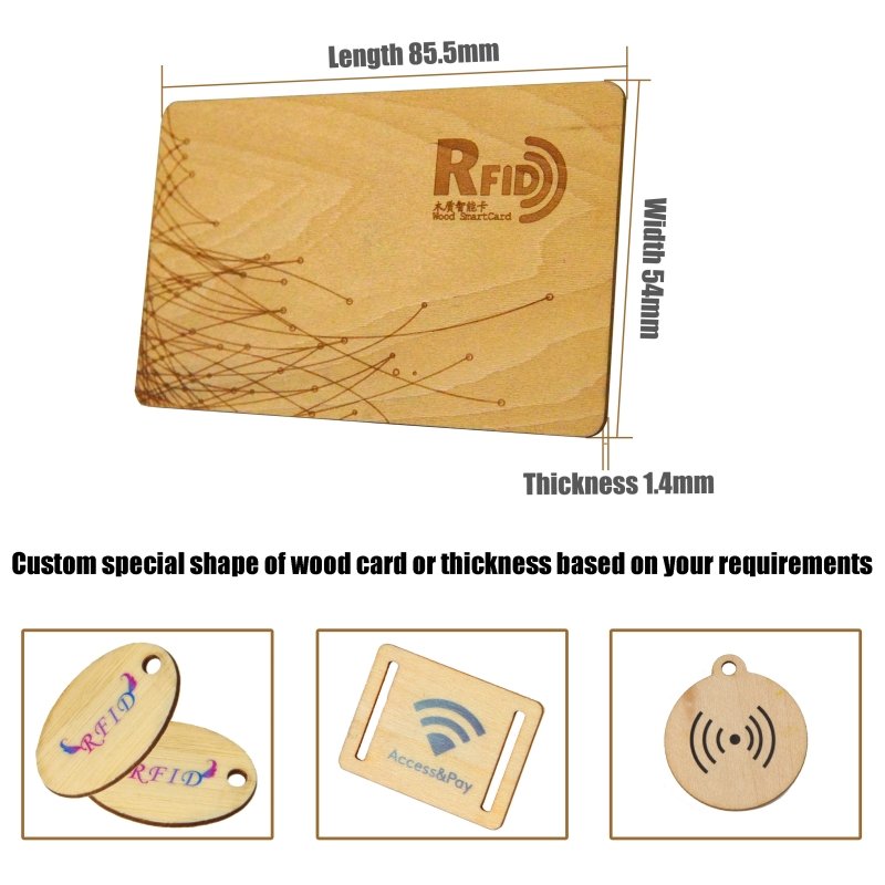 RFID NFC Chip 125Khz & 13.56Mhz Mini Tag Wooden Access Control Transportation & Hotel Key Card