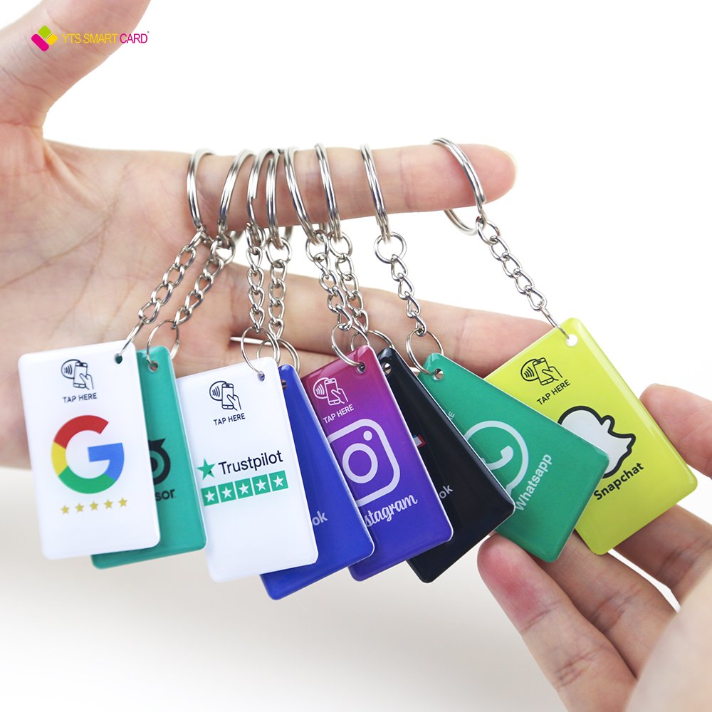 YTS Customized Waterproof RFID Smart Keychain 13.56MHz NFC 1K/4K Epoxy/Metal NFC Smart Anti-Lost Keychain