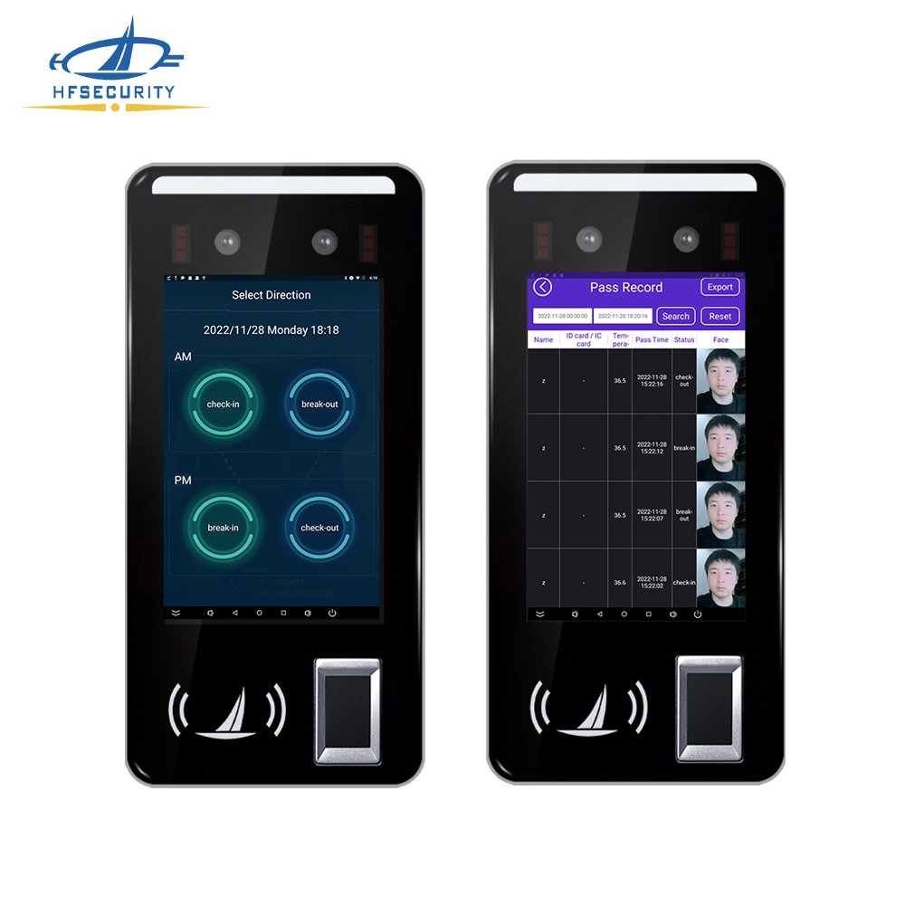 HFSecurity FR05 5 inch touch screen check in/out break in/out face fingerprint time attendance access control