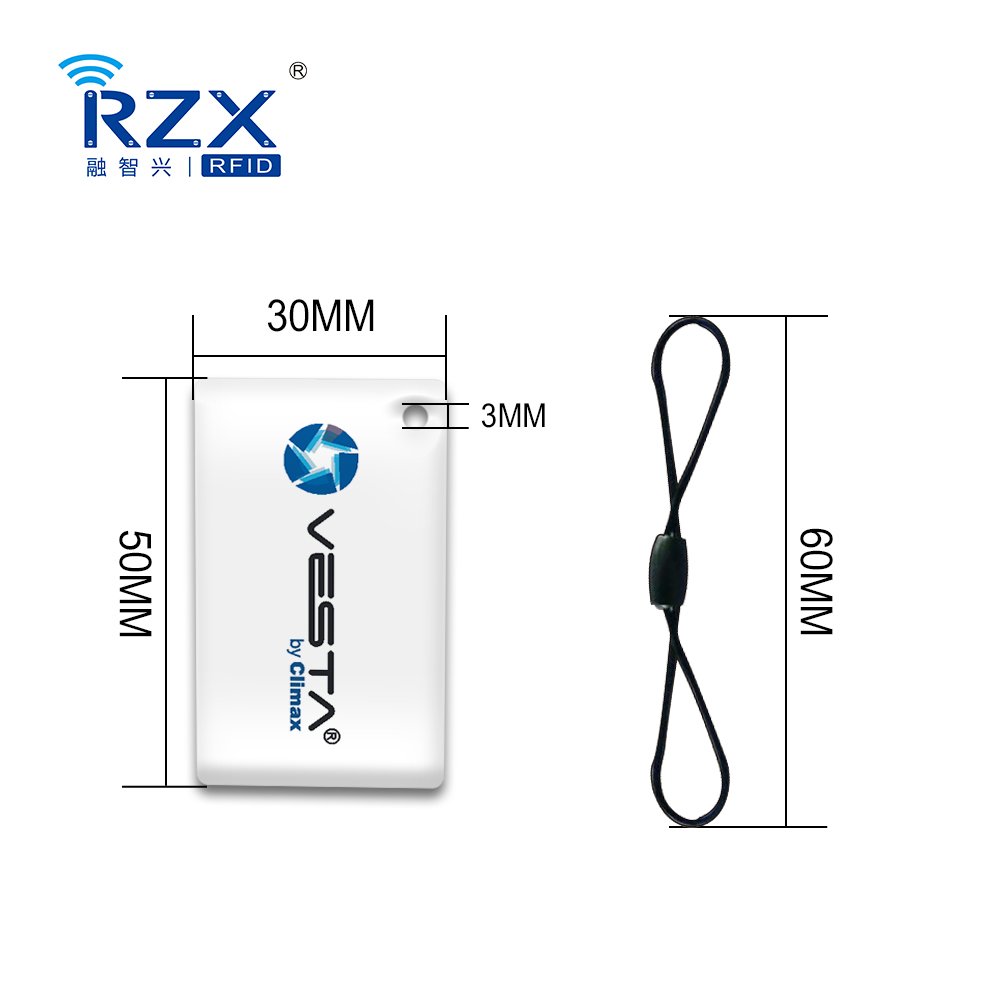 Customized Logo 50*30mm 125khz TK4100 Waterproof Both Sides Epoxy Card Key Chain for Hotel Key Cards