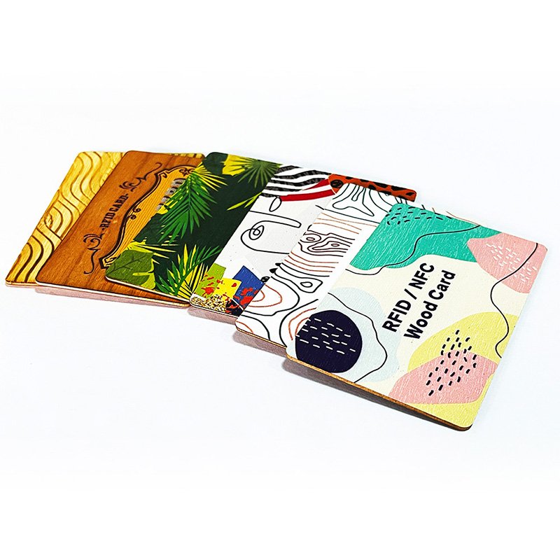 Printed Beech wood card with RFID/NFC 13.56Mhz 1K chip Salto Wooden Key Card
