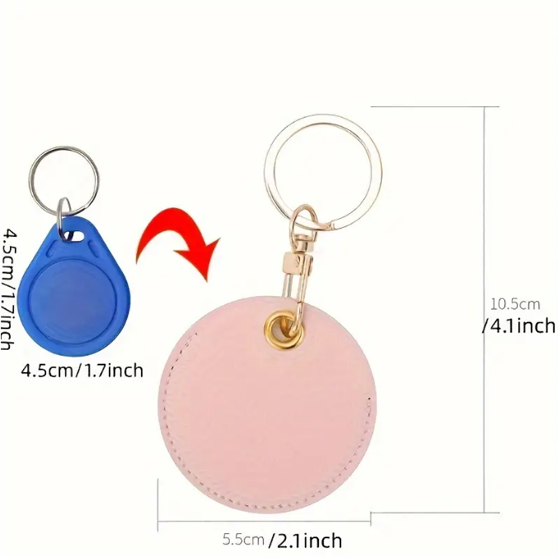 Round PU leather car keychain fashion leather Access Control Card Holder pendant creative men's and women's leather lanyard