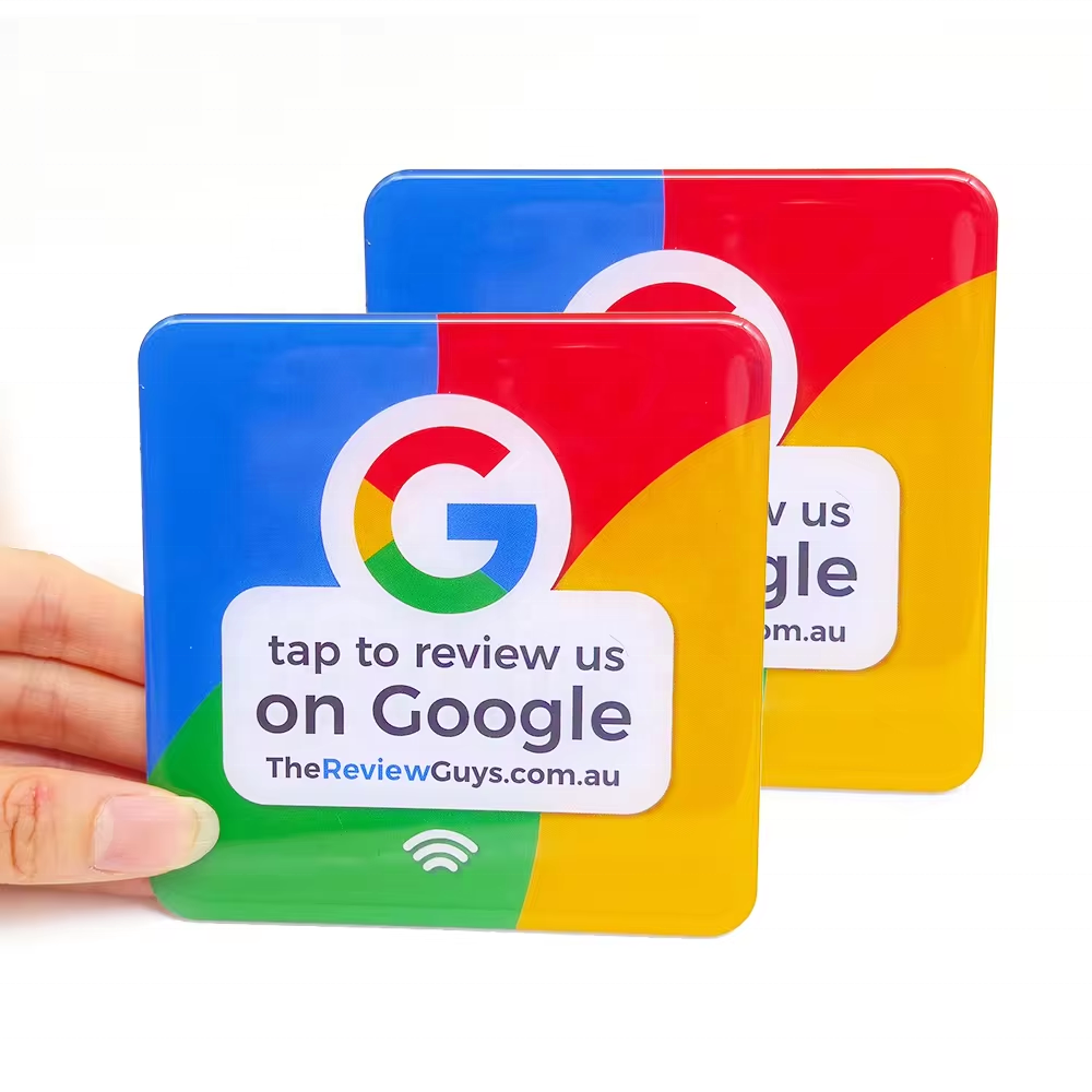 High quality Waterproof RFID epoxy Card 13.56MHz Programmable NFC stand PVC epoxy card Google Review epoxy Tag