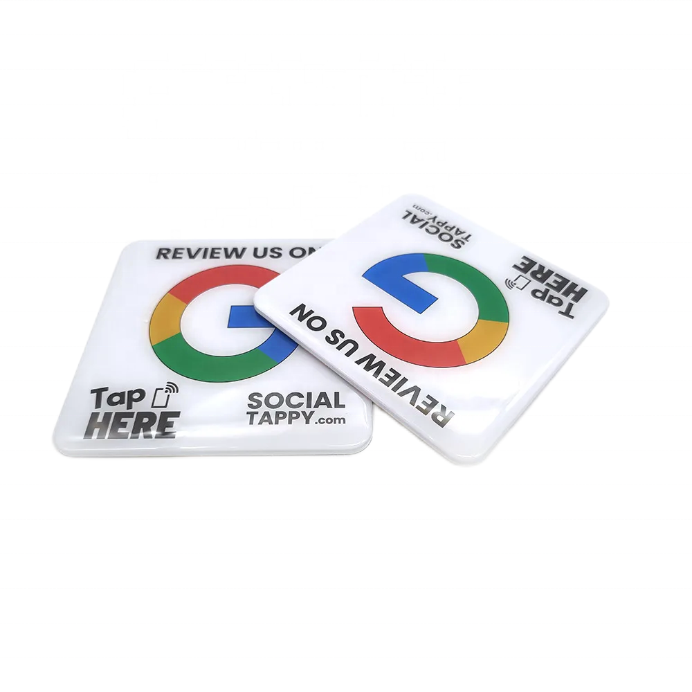 High quality Waterproof RFID epoxy Card 13.56MHz Programmable NFC stand PVC epoxy card Google Review epoxy Tag