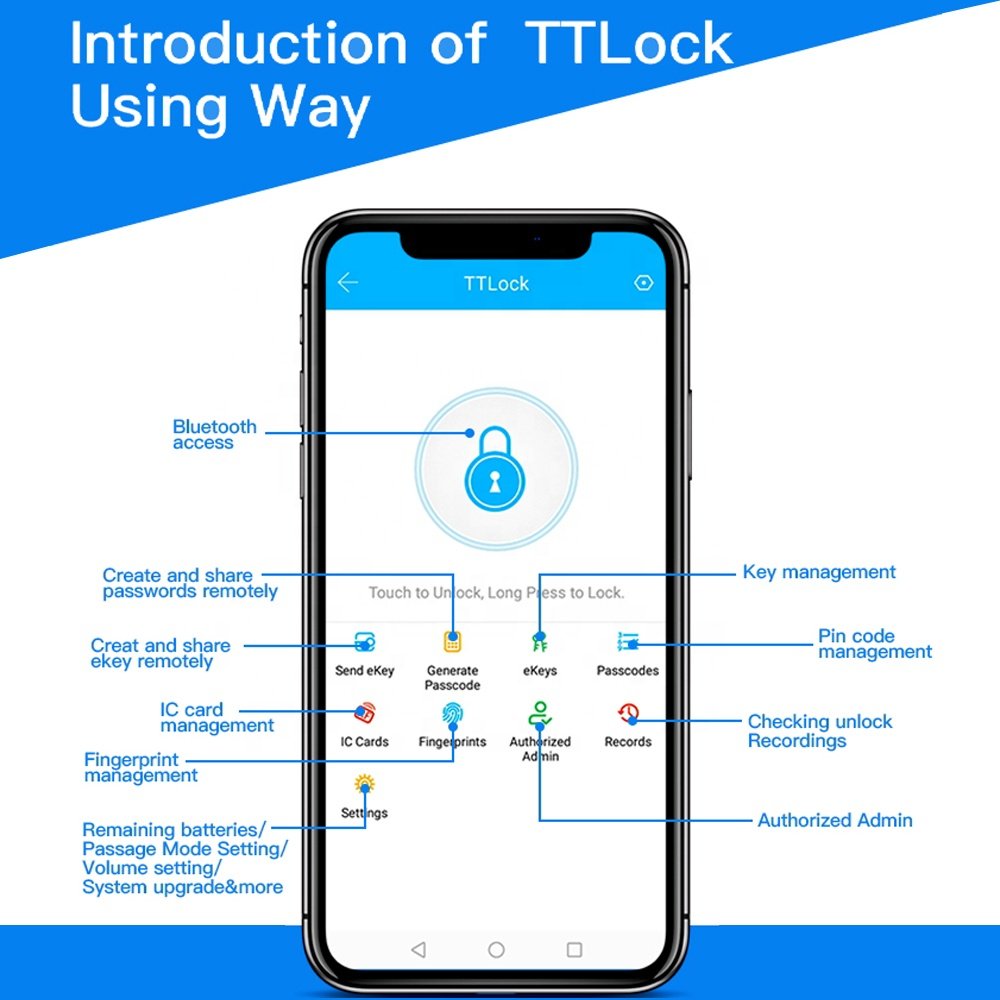 ttlock smart electronic glass door lock key access control smart home office furniture password fingerprint glass door locks