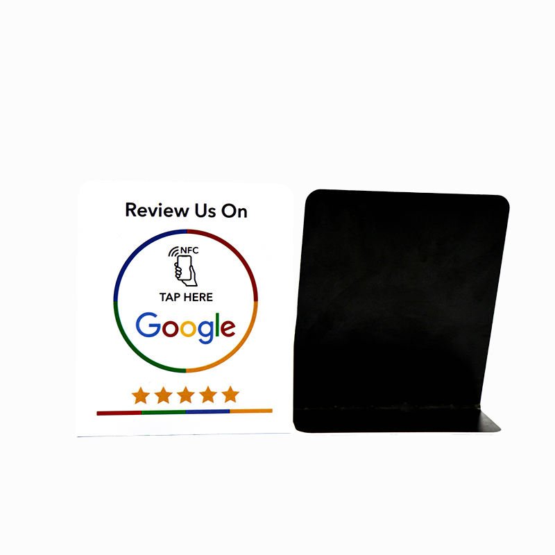 Customizable NFC Plate Display Stand Card PVC Material RFID Communication Interface 13.56MHz Hotel Google Reviews