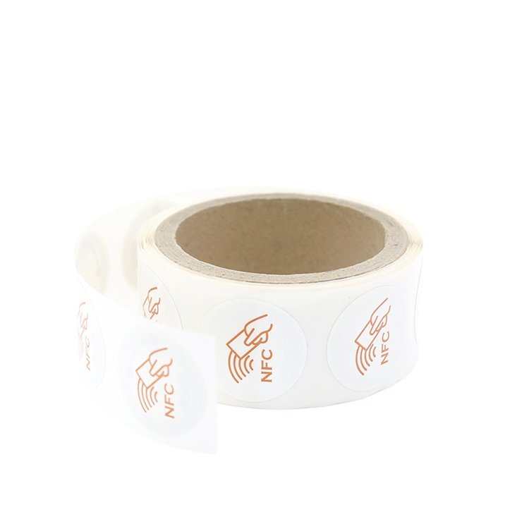 Smart tag manufacturers RFID NFC HF round antenna ntag213 ntag215 rewrite sticker RFID ISO14443 13.56mhz NFC tag labels 38mm