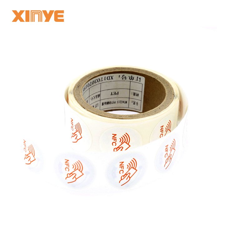 Smart tag manufacturers RFID NFC HF round antenna ntag213 ntag215 rewrite sticker RFID ISO14443 13.56mhz NFC tag labels 38mm