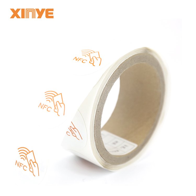 Smart tag manufacturers RFID NFC HF round antenna ntag213 ntag215 rewrite sticker RFID ISO14443 13.56mhz NFC tag labels 38mm