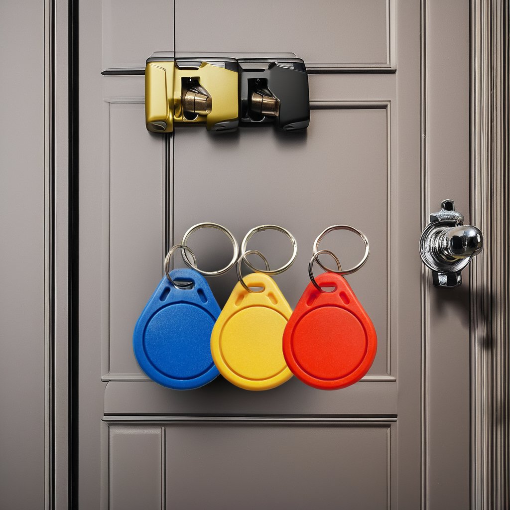 RFID Key Chain Access Card with Dual Frequency 13.56MHz Door Lock Access Key Tagging PET Material NFC Communication Interface