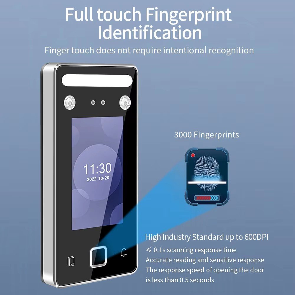 4.3inch Liveness Detection Face Recognition Gate Access Control Dynamic Facial Detection Time Attendance TCP/IP Free Software