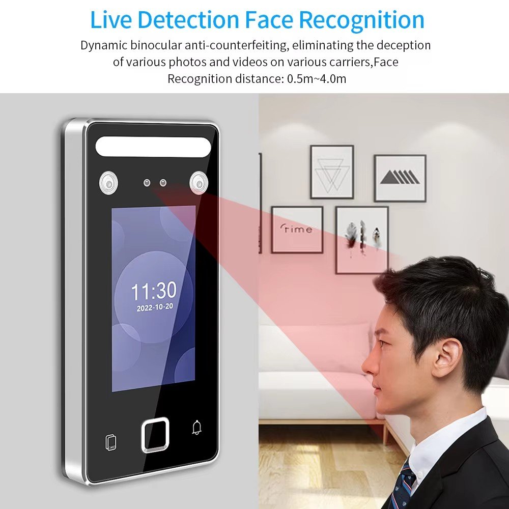 4.3inch Liveness Detection Face Recognition Gate Access Control Dynamic Facial Detection Time Attendance TCP/IP Free Software