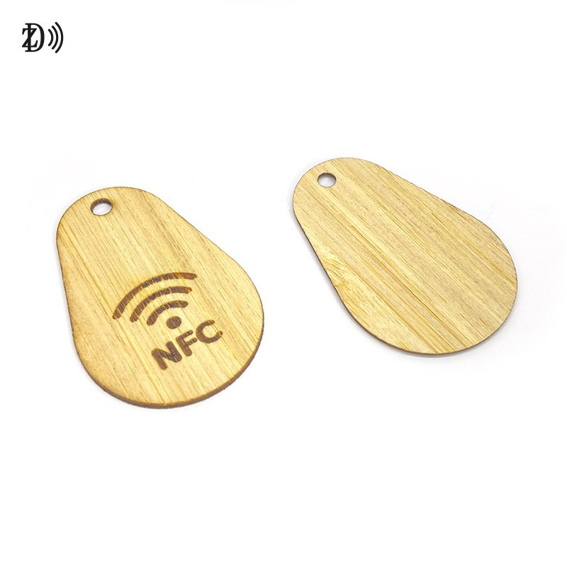 NFC Wood RFID Keychain Tag Access Control 13.56MHz NTAG213 Wooden RFID Key Fob