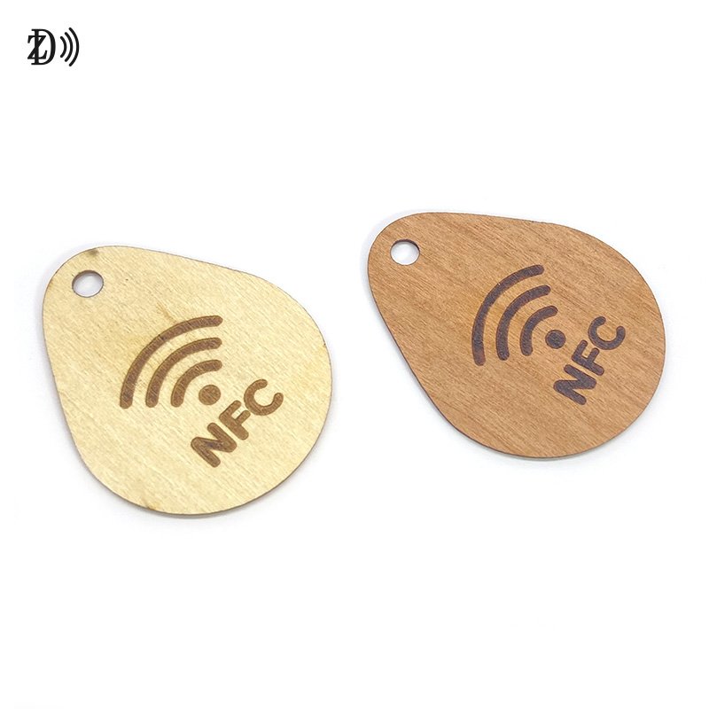 NFC Wood RFID Keychain Tag Access Control 13.56MHz NTAG213 Wooden RFID Key Fob