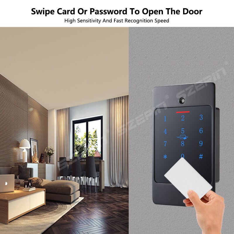 Password swipe unlock Wigan 26/34 access card reader WiFi IP67 waterproof touch metal access control machine