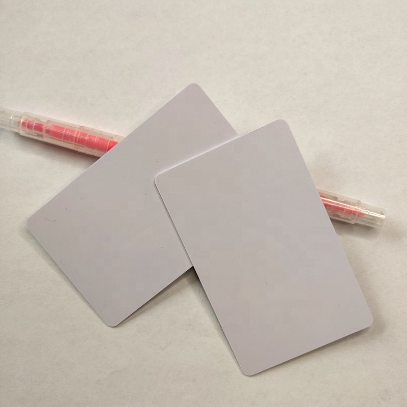 Customized PVC plastic NFC blank card with film both sides FM1108 chip 0.86mm thickness RFID white business card