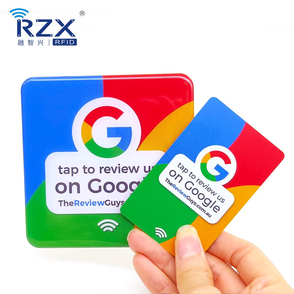 RZX Card Manufacturer Customized Printing RFID NFC Facebook Tik Tok Instagram Google Review Smart Card based on client's design