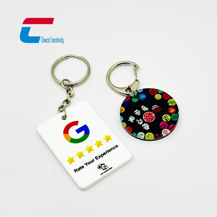 Tapping music nfc custom keychain smart keyring NTAG213 custom printing nfc acrylic key tag