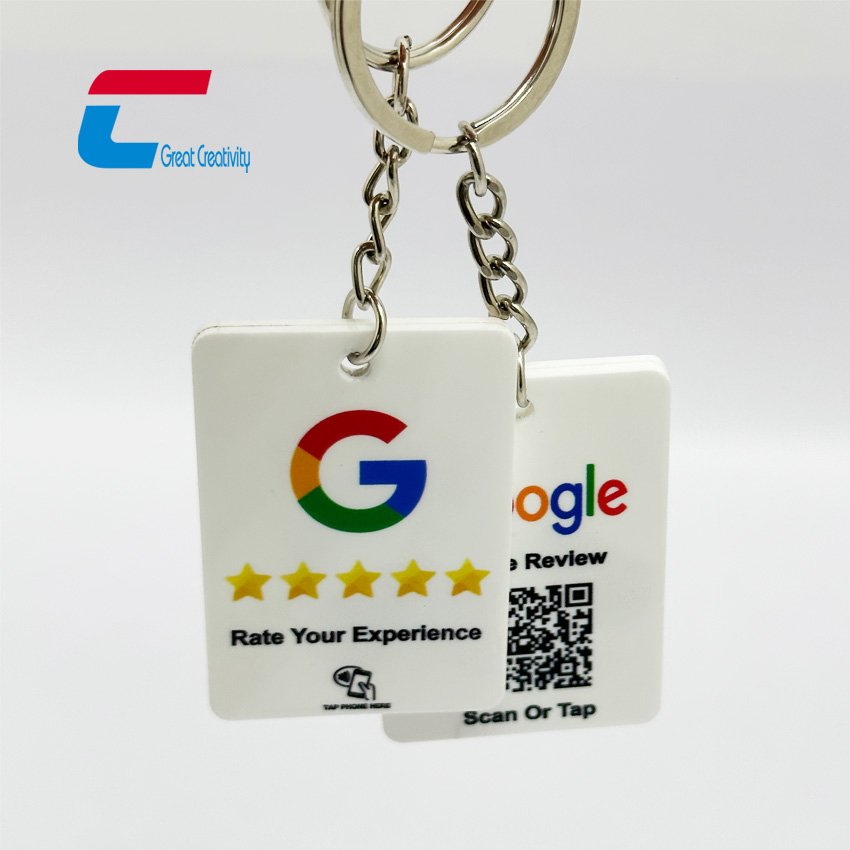 Tapping music nfc custom keychain smart keyring NTAG213 custom printing nfc acrylic key tag