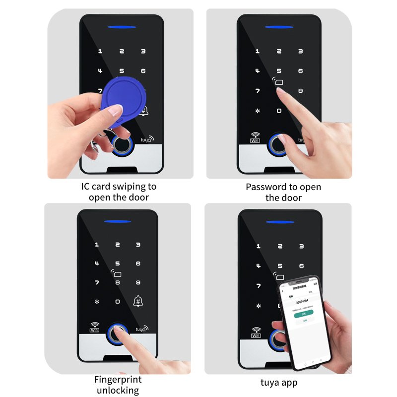 waterproof biometric fingerprint password access control system door lock with tuya access control