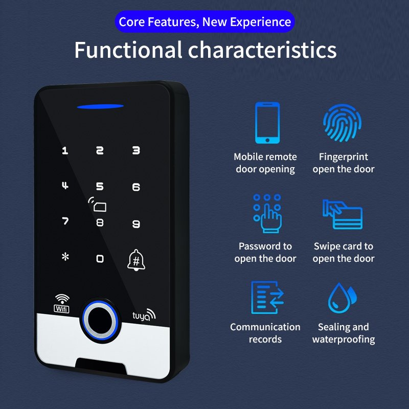 waterproof biometric fingerprint password access control system door lock with tuya access control