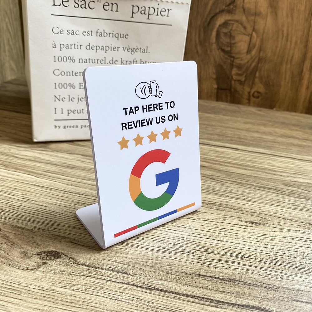 Boost your feedback fast with our Google Review Stand 3X4 inch NFC Tap Stand for Business