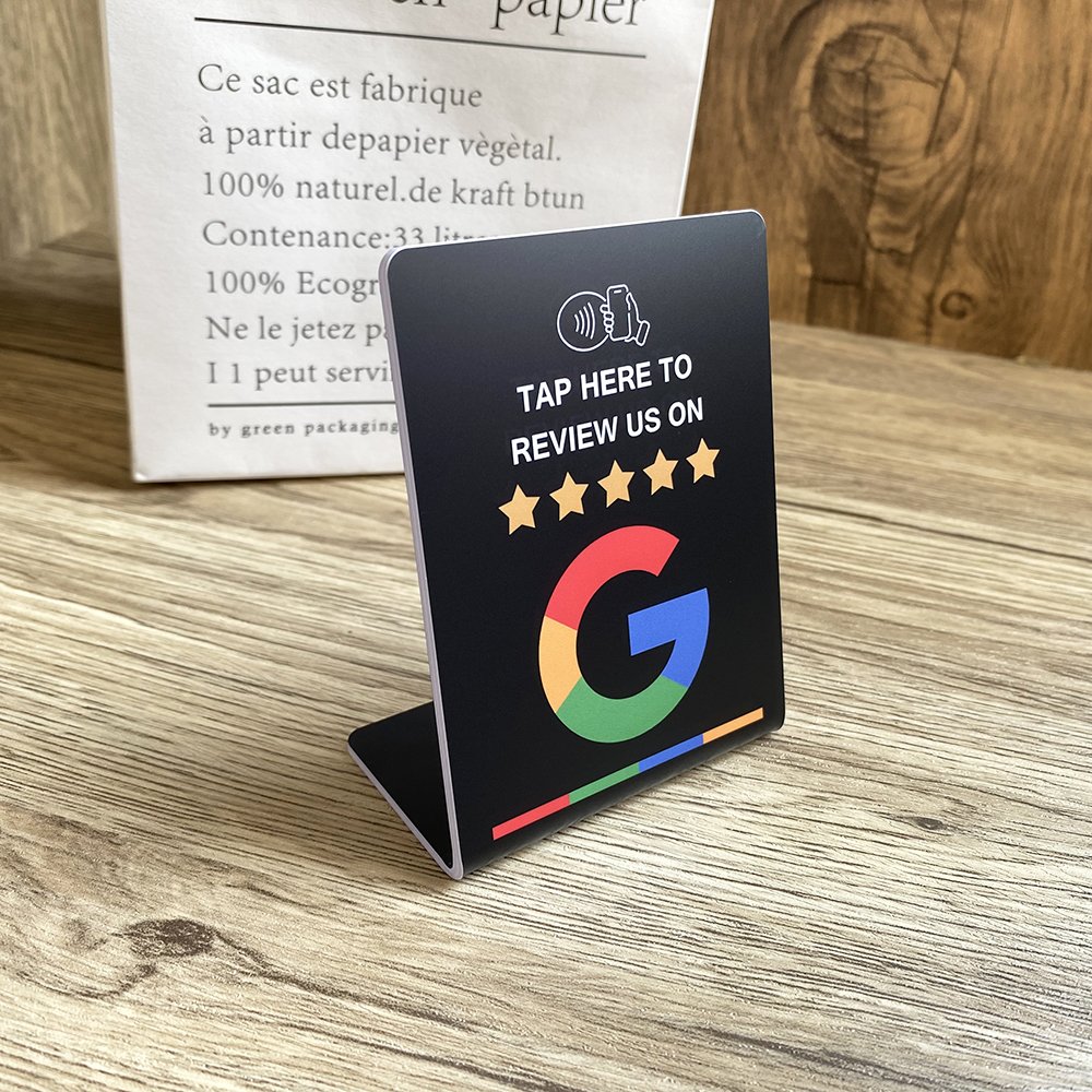 Boost your feedback fast with our Google Review Stand 3X4 inch NFC Tap Stand for Business